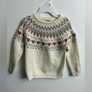 Primark Cream and Red Patterned holiday Sweater 4-5 years